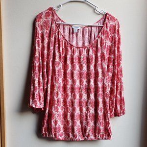 Old Navy Red/White/Pink Geometric Shape Scoop Neck Jersey Size Medium